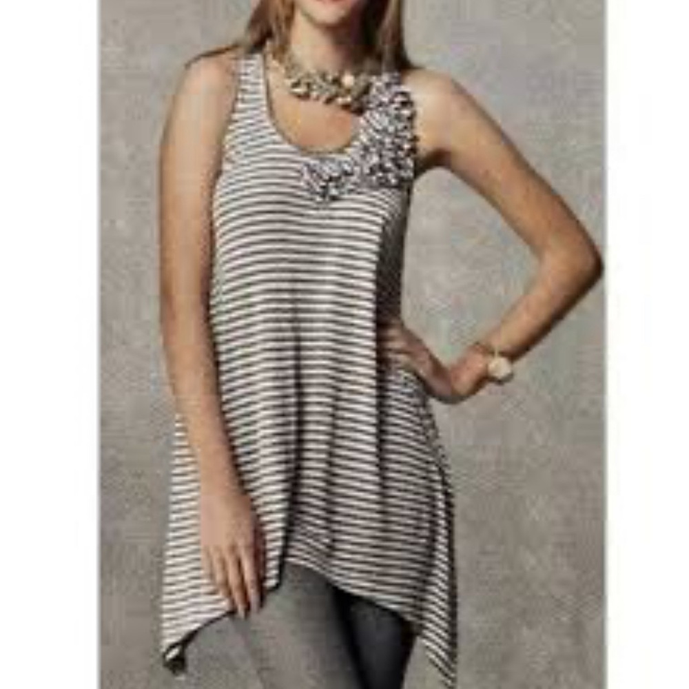 2/$30 CAbi Striped Halter Tunic Top SZ XS